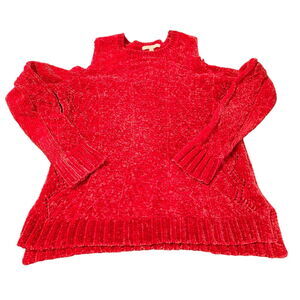 Gibson Latimer Womens Sweater Red Size S Polyester Long Sleeve Cold Shoulder